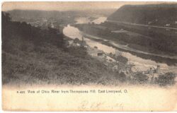 Old postcard.  View of Ohio River from Thompsons Hill, East Liverpool, Ohio. Undivided back.  1906.
