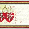 Old postcard.  ValentinesDay.  Heart, wishbone, rope border, embossed, poem.