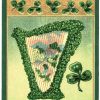 Old postcard.  St Patrick's Day Greetings.  Happy and true to the fairest isle, Free from traitor and serpent's guile. Embossed 1910.