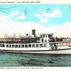 White border postcard.  Sight Seeing Tourist Yacht all around New York.  Leaves Battery Landing daily.  1928.