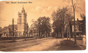 Old postcard. Elm Street, Northampton, Massachusetts. 1913.