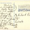 Linen postcard.  They'll do it every time - by Hatlo.  The horrid man is staring at my knees.  You ought to go over and punch him in the nose.  Bonton, peek a boo bathing suit.  1942. - Image 2