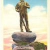 Linen postcard.  Statue in Honor of the Green Mountain Boys, Rutland, Vermont.
