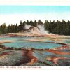 White border postcard.  Castle Well and Castle Cone, Yellowstone National Park, Wyoming.
