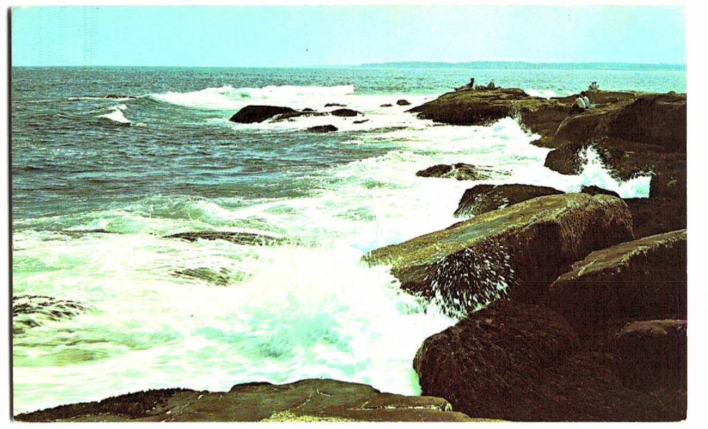 Chrome postcard. Cape Neddick York Beach, Maine. Atlantic Ocean. Jackie's Vintage Postcards