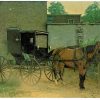 Chrome postcard. Horse & Buggy Parking Lot, Goshen, Indiana.