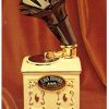 Chrome Postcard.  Ezra Brooks Bourbon Whiskey antique phonograph decanter.