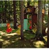 Chrome postcard.  The Old Woman who lived in a shoe, Deer Park between Muskegon and Whitehall, Michigan.