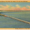 Linen Postcard.  Overseas Highway to Key West, Florida, looking Southwest from Lower Matcumbe, showing Channel No. 2 and Channel No. 5.