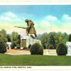Linen postcard.  Doughboy Statue, Overton Park, Memphis, Tennessee.  World War I soldier.
