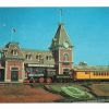 Chrome postcard.  Disneyland, Anaheim, California. Railroad Station, train.