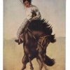 Old postcard.  Doing the Corkscrew.  Cowboy on bucking horse.