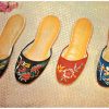 Chrome postcard.  Hand-Embroidered Hong Kong Boudoir Slippers, PIC Corp, Newark, New Jersey.