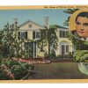 Linen postcard.  Home of Tyrone Power, Brentwood, California.