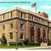 Linen postcard.  US Post Office and Court House, Americus, Georgia.