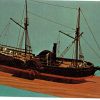 Chrome postcard.  Model of Steamboat Walk-in-the-Water, Dossin Great Lakes Museum, Detroit, Michigan. Model by Ronald Konzak.