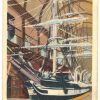 Linen postcard.  Old Dartmouth Historical Society. The Bark "Lagoda" Jonathan Bourne Whaling Museum, New Bedford, Massachusetts.  Ship, 1939.