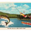 Postcard.  The fish here a little hard to land.  Huge fish, man in boat.