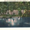 Linen Postcard.  Lake Susan and Assembly Inn by night, Montreat, North Carolina.