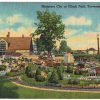 Linen postcard.  Miniature City, Clinch Park, Traverse City, Michigan.