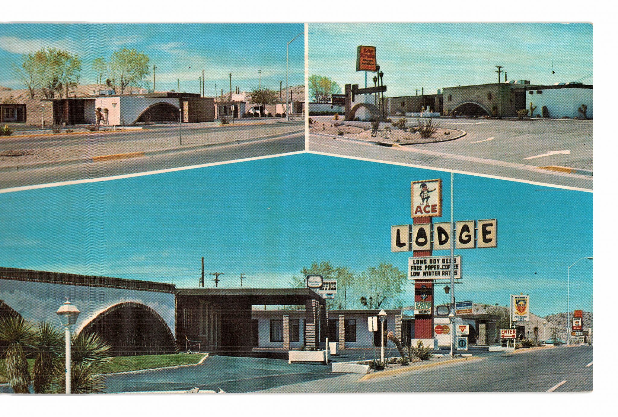 Chrome postcard. Ace Lodge, Truth or Consequences, New Mexico. 1972