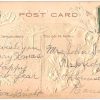 Old postcard.  A Merry Christmas.  Church, holly, flowers, embossed. - Image 2