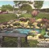 Old postcard.  In the Gardens, General Lewis Hotel, Lewisburg, West Virginia.  Hand Colored.