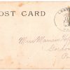 Old postcard.  The Schoolmarm.  She thinks she's so wise none can fool her Or further in knowledge can school her: But, the truth to impart, She makes the boys smart, By briskly applying a ruler! Undivided back. 1905. - Image 2