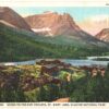 Linen postcard.  Going to the Sun Chalets, St Mary Lake, Glacier National Park, Montana. 1937.