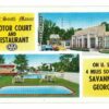 Chrome postcard.  Old South Manor Motor Court and Restaurant, Savannah, Georgia.  1957.