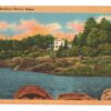 Linen postcard. Spruce Point, Boothbay Harbor, Maine. Boats. 1953.