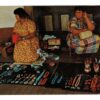Chrome postcard.  Indians selling handmade articles, Portal Palace of Governors, Santa Fe, New Mexico.