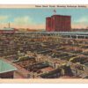 Linen Postcard.  Union Stock Yards, showing Exchange Building, Omaha, Nebraska. 1953.