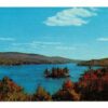 Chrome postcard.  Emerald Isle near Burkehaven on Lake Sunapee New Hampshire.