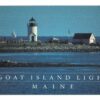 Chrome postcard. Goat Island Light, Maine. Cape Porpoise.  Lighthouse.