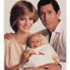 Chrome postcard.  Prince and Princess of Wales, Charles, Diana and William. First wedding anniversary, July 29, 1982.