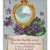 Old postcard. Memory's Mirror. Flowers, poem, embossed.