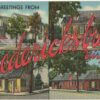Linen postcard.  Greetings from Fredericksburg, Virginia.  Large Letter.  1948.