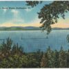 Linen postcard.  Lake Champlain, break water, Burlington, Vermont.  1947.