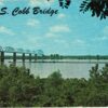 Chrome postcard. Irvin S Cobb Bridge, Ohio River at Brookport, near Metropolis, Illinois.  Shawnee Hills Illinois Recreation Land.