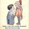 Old postcard.  Souvenir of Slesworth Cafe and Inlet Pavilion, Willam Hyman Prop.  When I get you alone to-night.  Music, 1912.