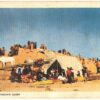 Linen Postcard.  Navajo Indian Camp.  Annual Fair and Rodeo, Window Rock, Arizona.