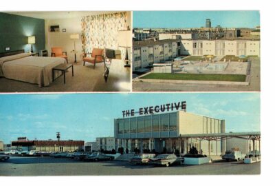 Chrome postcard.  The Executive Motor Hotel, Airport, Buffalo, New York.
