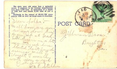 Linen postcard.  Homestake Mining Co, Mills and Shops, Lead, South Dakota. 1941. - Image 2