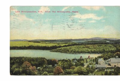 Old postcard.  Lake Winnipesaukee, New Hampshire from The Winnecoette, Weirs.  1918,