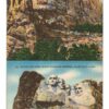 Linen postcard.  Before and after,  Mount Rushmore Memorial, Black Hills, South Dakota. 1951.