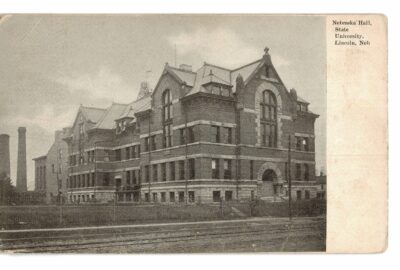 Old postcard.  Nebraska Hall, State University, Lincoln, Nebraska. Undivided back.