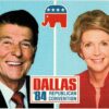 Chrome postcard. President Ronald Reagan and wife, Nancy, Republican National Convention, Dallas, Texas, 1984.