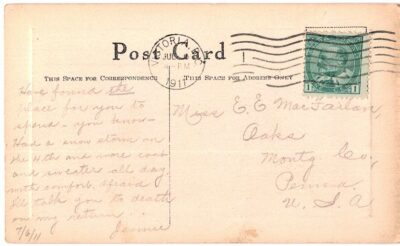 Old postcard.  Valley of Ten Peaks, Laggan, Alberta, Canada. Snow, 1911, embossed. - Image 2