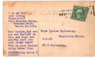 White border postcard.  Billy and the Kid.  Baby and goat. 1914. Big hat, rabbit. - Image 2